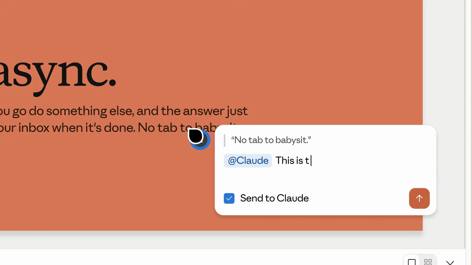 An @Claude comment asking to promote a quoted line to its own slide with the Send to Claude checkbox ticked