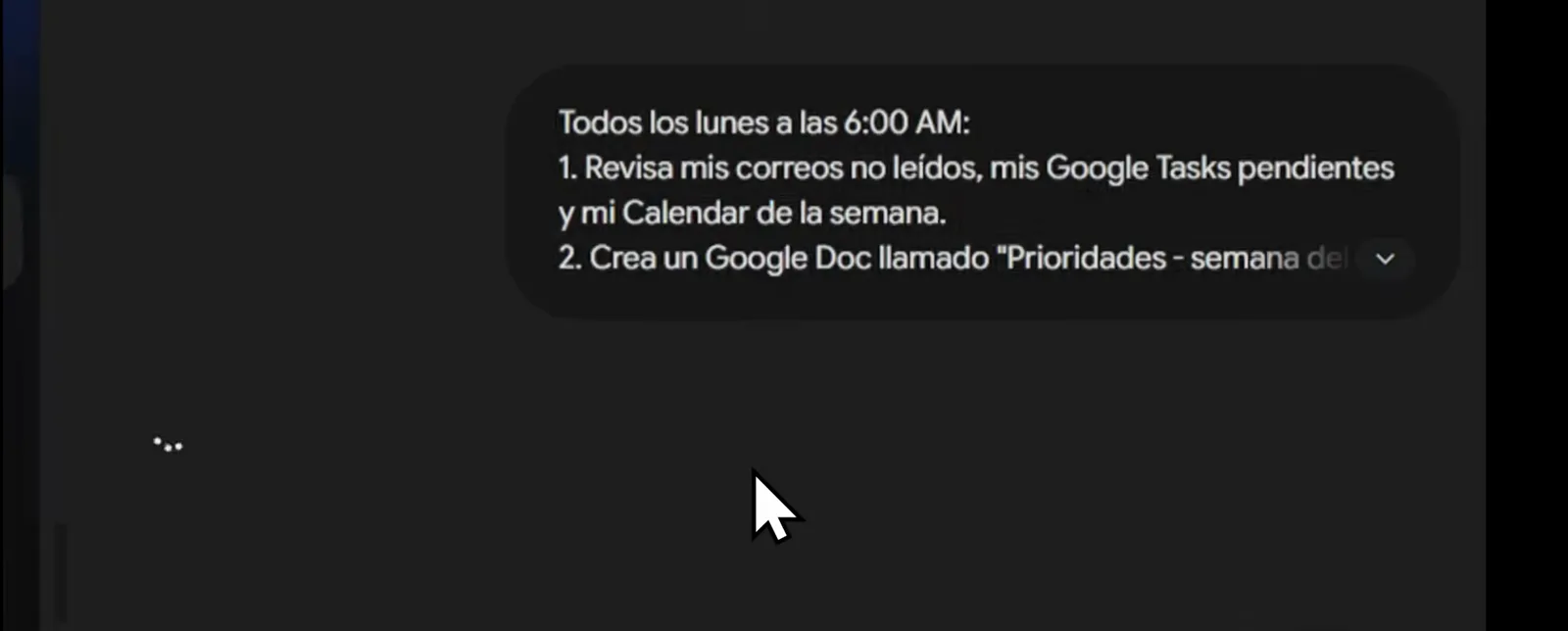 Gemini Spark 首页输入框里的周一早 6 点提示词:检查未读邮件、Google Tasks 和日历,并锁出两个 90 分钟专注时段 Gemini Spark 首页输入框里的周一早 6 点提示词:检查未读邮件、Google Tasks 和日历,并锁出两个 90 分钟专注时段