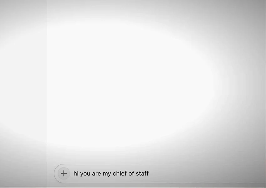 Grok Bot 应用输入框里打好「hi you are my chief of staff」，向默认的幕僚长机器人打招呼
