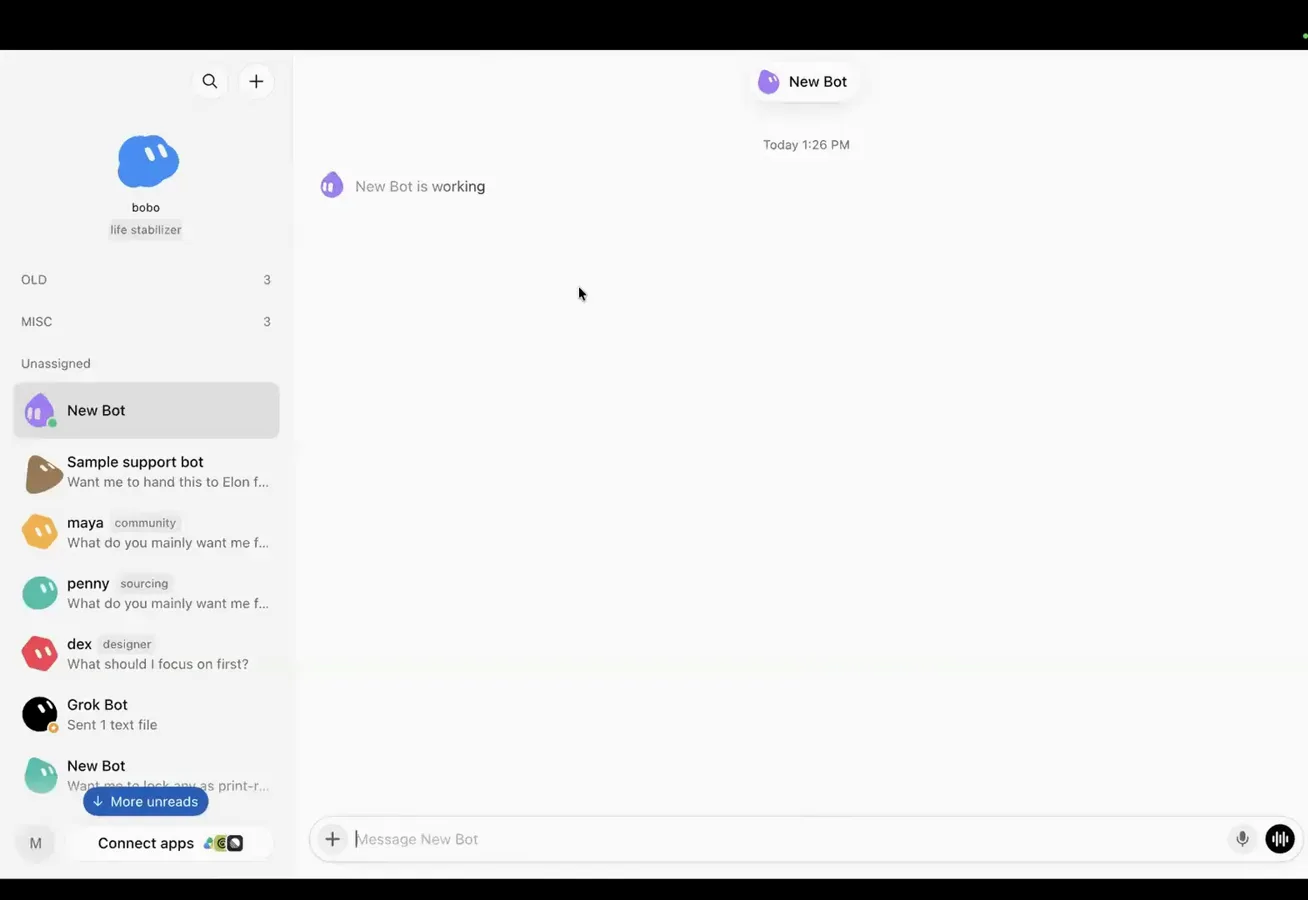 Grok Bot 新建 bot 的引导问卷：询问最需要帮什么，附角色选项和自行填写答案的输入框