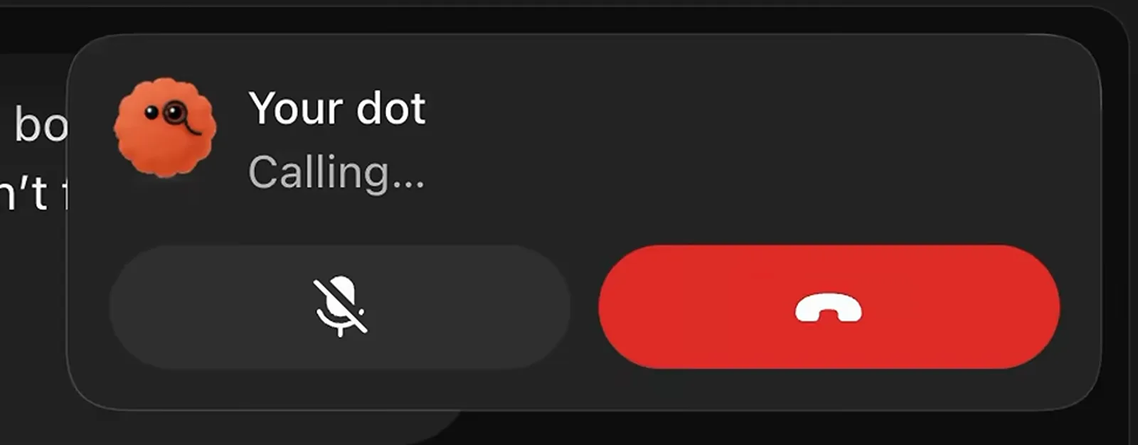 ChatGPT 里的「Your dot」通话浮层,带静音和红色挂断按钮,下方是请它帮忙挑散热垫的聊天记录 ChatGPT 里的「Your dot」通话浮层,带静音和红色挂断按钮,下方是请它帮忙挑散热垫的聊天记录