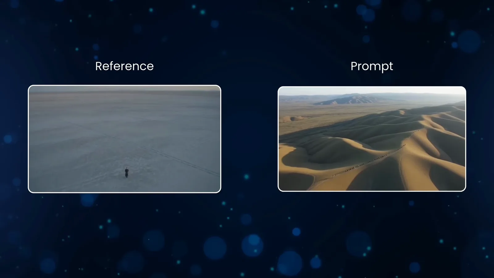 God's-eye drone shot comparison card rendering a landscape as an abstract geometric pattern from directly above God's-eye drone shot comparison card rendering a landscape as an abstract geometric pattern from directly above