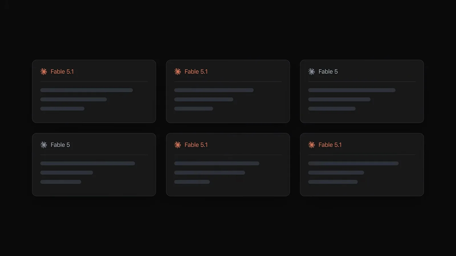 Same tasks run four times on Claude Fable 5.1 and twice on Fable 5, showing the hardest job is where Fable 5.1 finishes and pulls ahead