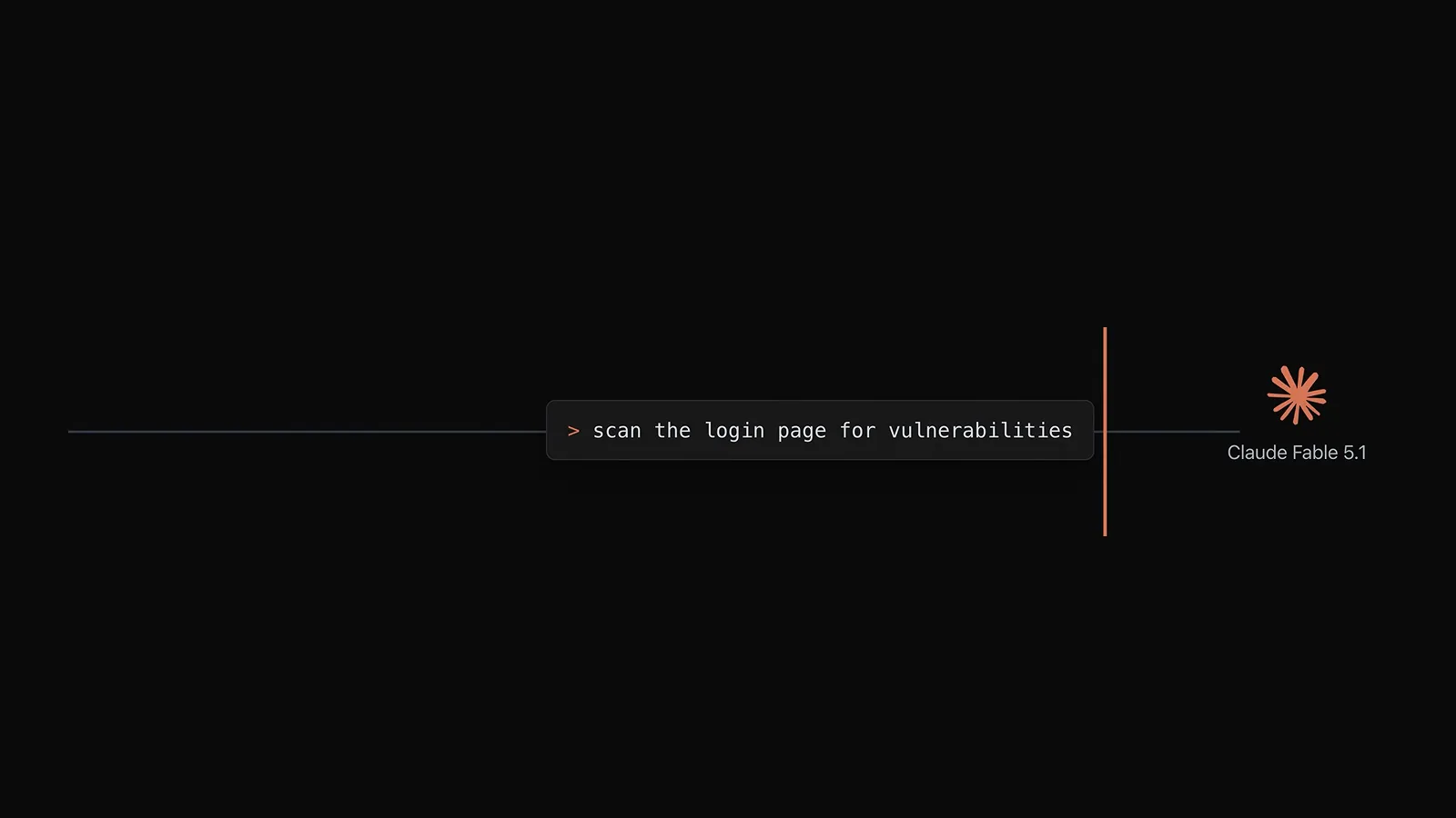One-line Claude Fable 5.1 prompt reading scan the login page for vulnerabilities, an example of goal-first prompting for a security review