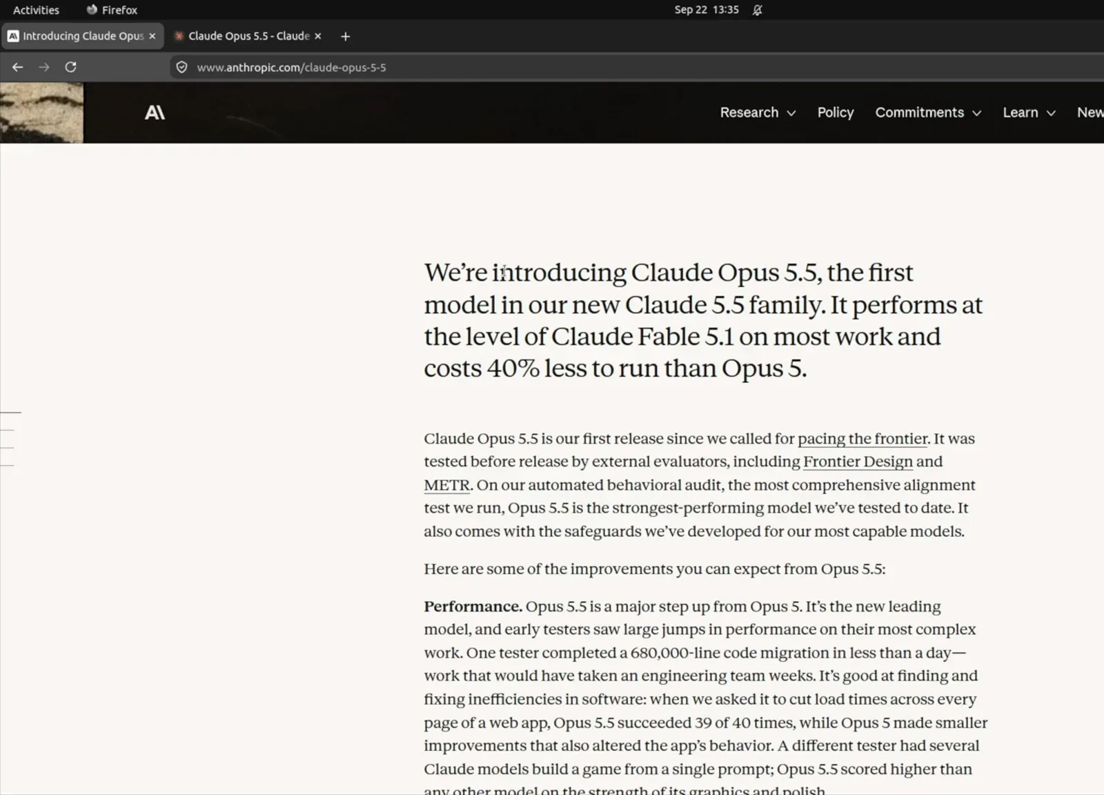 Anthropic announcement post introducing Claude Opus 5.5 as the first Claude 5.5 family model costing 40% less to run than Opus 5 Anthropic announcement post introducing Claude Opus 5.5 as the first Claude 5.5 family model costing 40% less to run than Opus 5