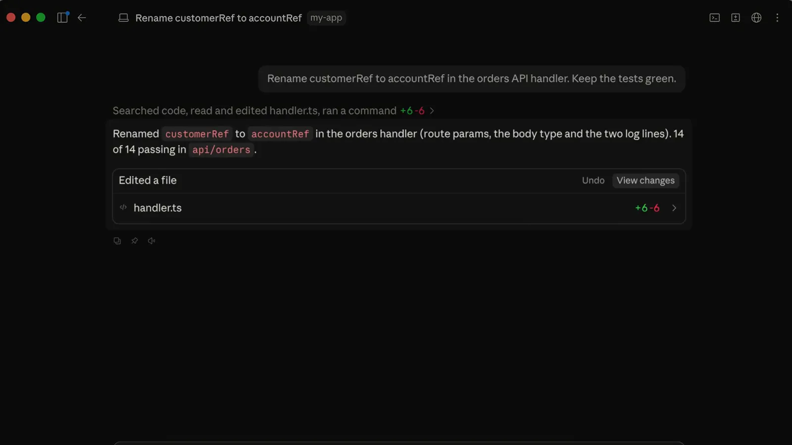 Opus 5.5 rename result in Claude reporting all 14 API tests passing after editing handlers.ts at medium effort Opus 5.5 rename result in Claude reporting all 14 API tests passing after editing handlers.ts at medium effort