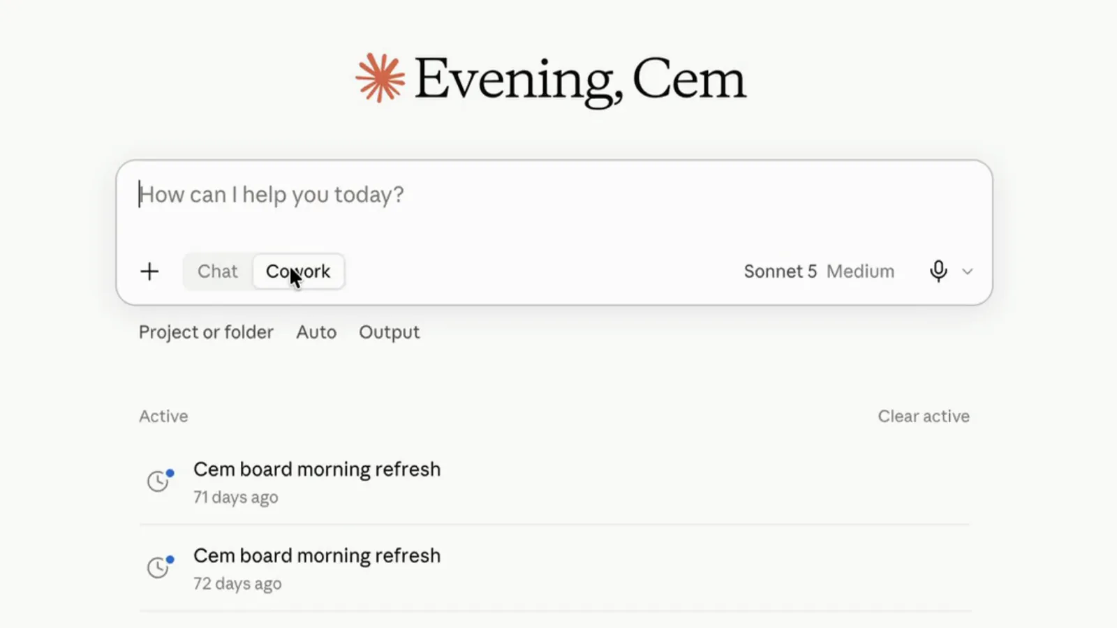 Claude home composer with the Chat and Cowork toggle after Cowork merged into the main chat interface Claude home composer with the Chat and Cowork toggle after Cowork merged into the main chat interface