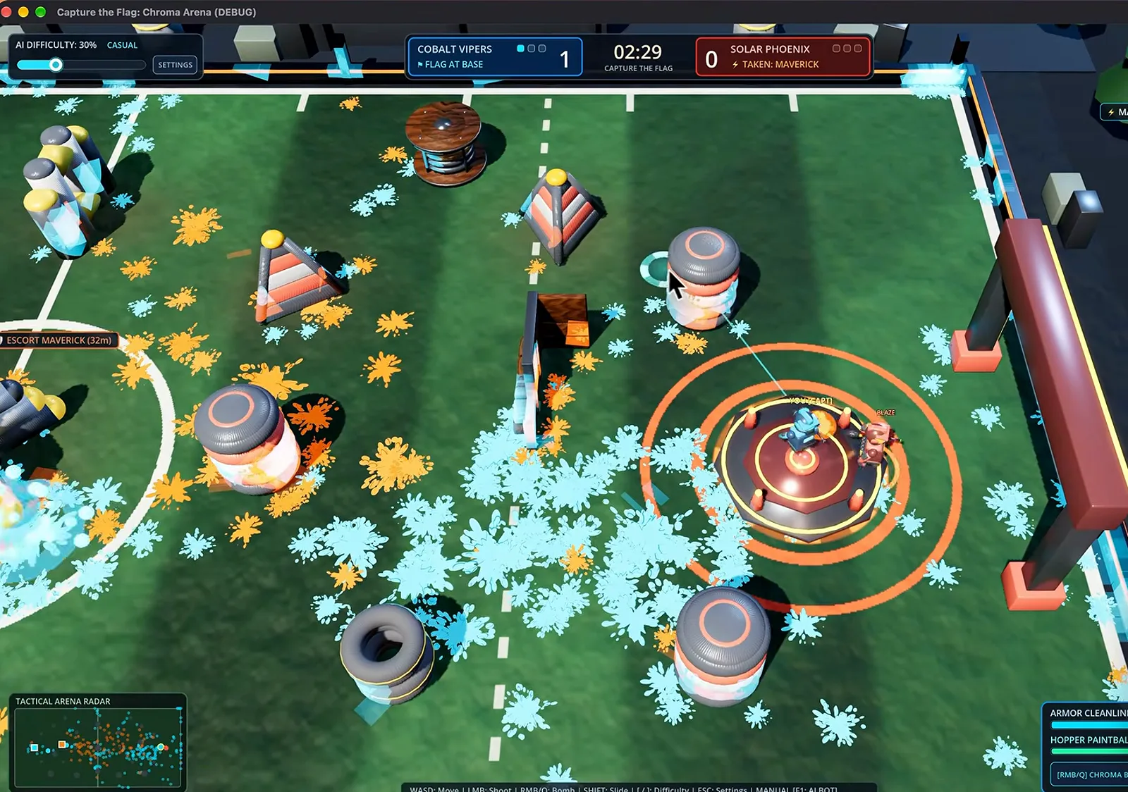 Capture the Flag: Chroma Arena 是 Gemini 4 Argon 在 Antigravity 里用两条提示做出的彩弹球游戏，带 AI 难度滑杆和实时比分。