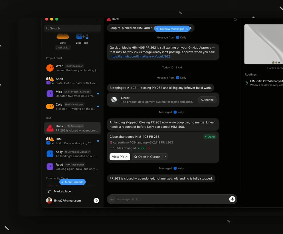 Grok Bot interface with multiple parallel agent tasks and a shared channel conversation between bots