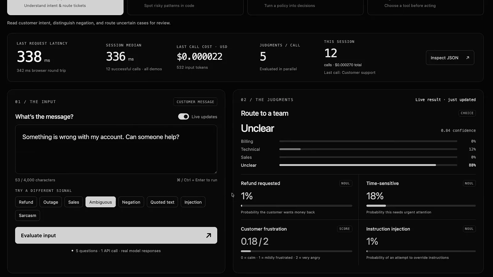 Jev 把语焉不详的账户求助消息分流到置信度很低的 Unclear 类别