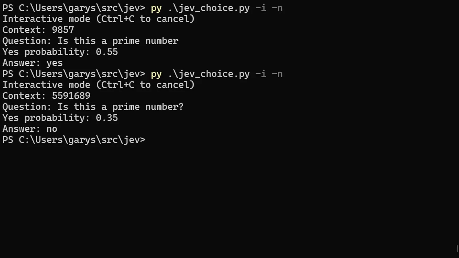 PowerShell 里的 Jev 质数测试对 5591689 以 0.35 概率答出否