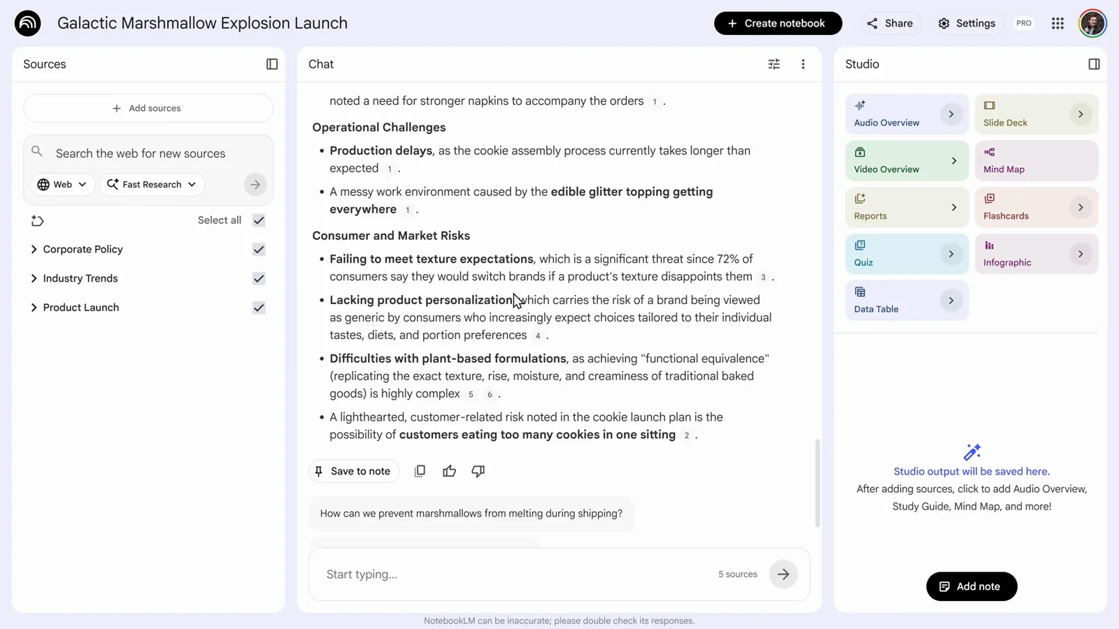 NotebookLM 回答下方的「Save to note」按钮,正在保存一份运营风险与市场风险清单 NotebookLM 回答下方的「Save to note」按钮,正在保存一份运营风险与市场风险清单