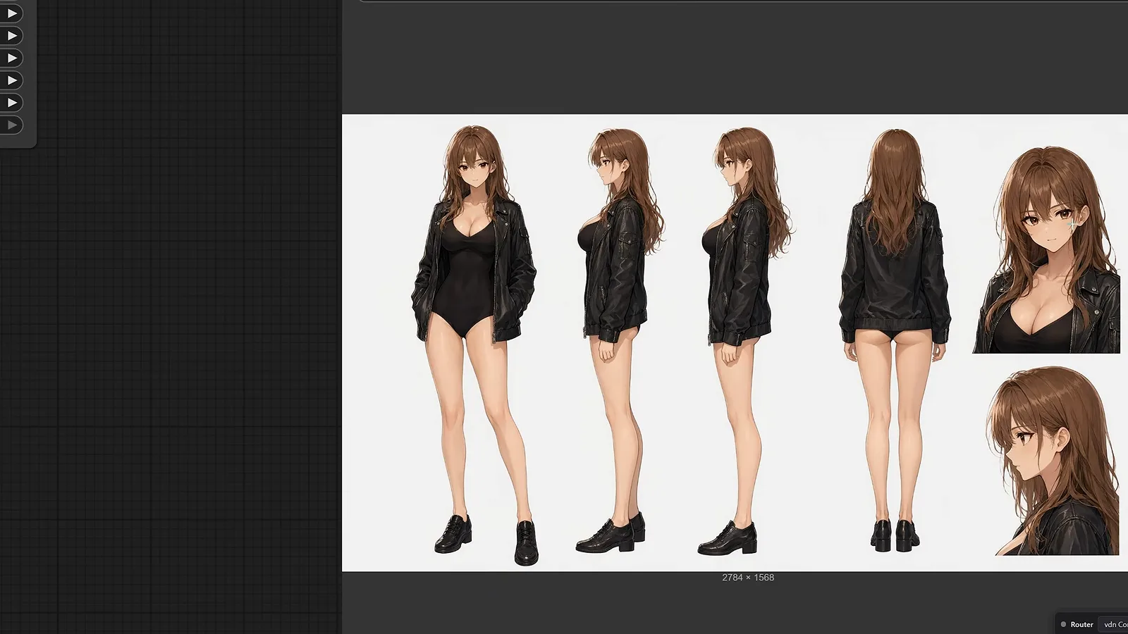 An anime character reference sheet with five matching views that Qwen-Image 2.1 generated from a single uploaded photo. An anime character reference sheet with five matching views that Qwen-Image 2.1 generated from a single uploaded photo.