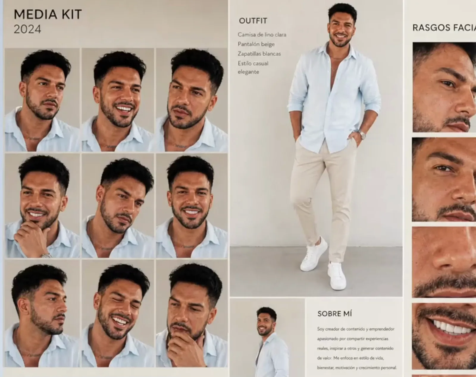 Kling media kit page showing a three-by-three grid of the character facial expressions used as extra references