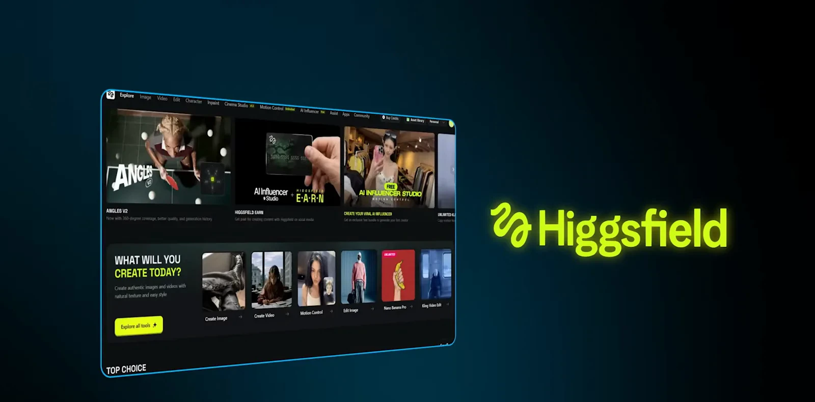Higgsfield web app grid screen showing AI video creation tools, where the archived Sora 2 comparison tests were recorded