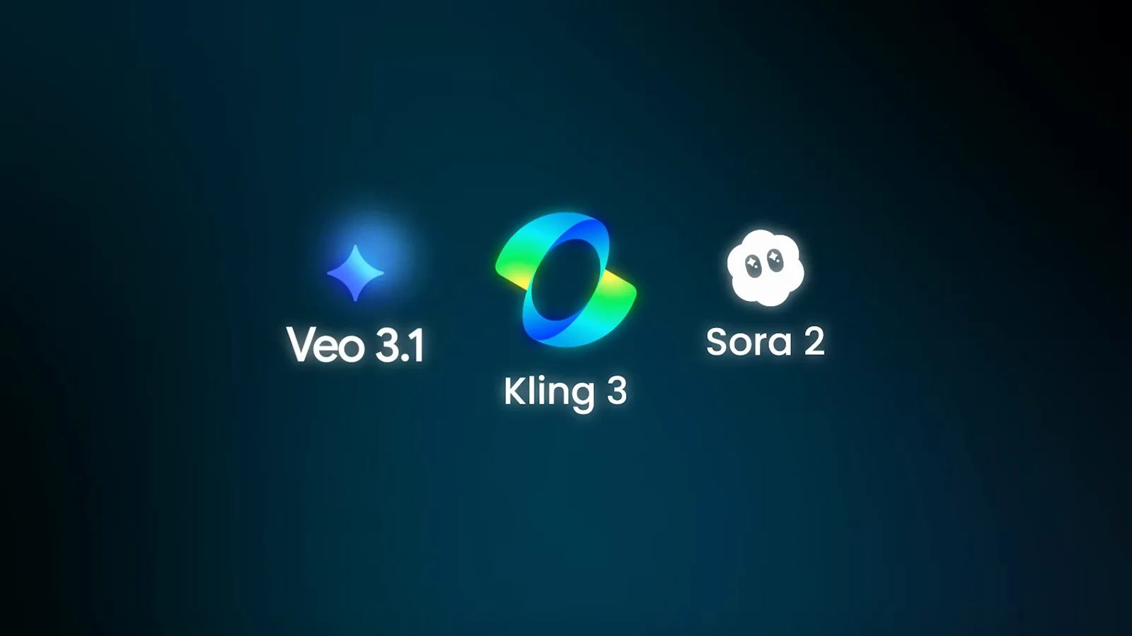 Title card showing the Veo 3.1, Kling 3 and Sora 2 logos side by side for a three-way AI video model comparison